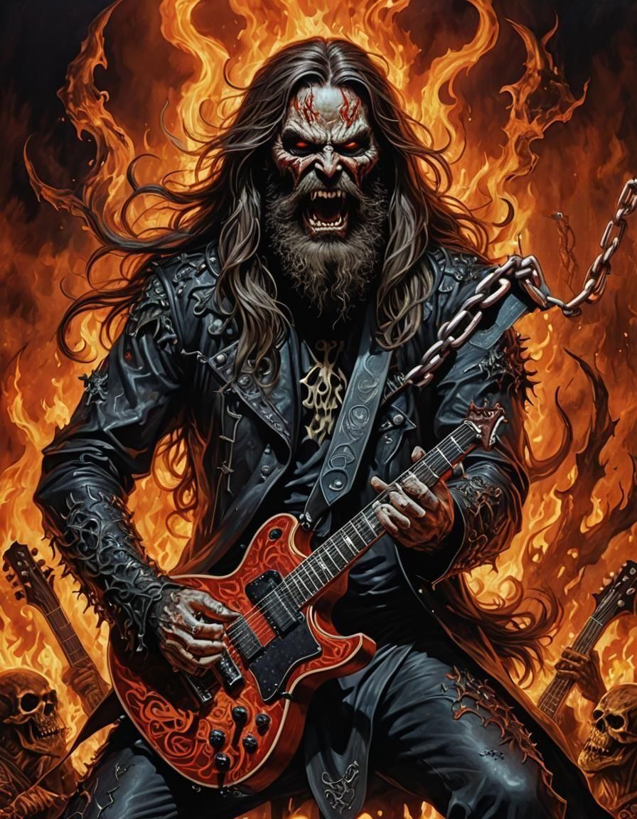 Chained Axe in Horror Comic Art Style