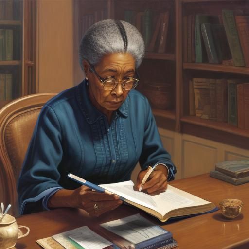 African American Woman Reading, Oil Painting