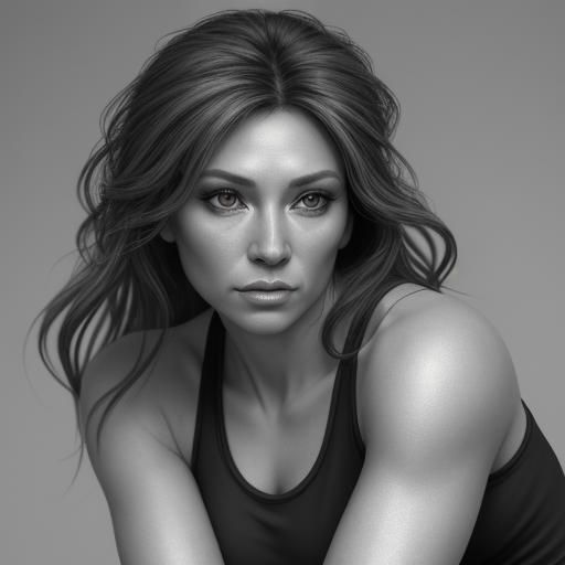 Charcoal Drawing of Woman in Warrior Pose