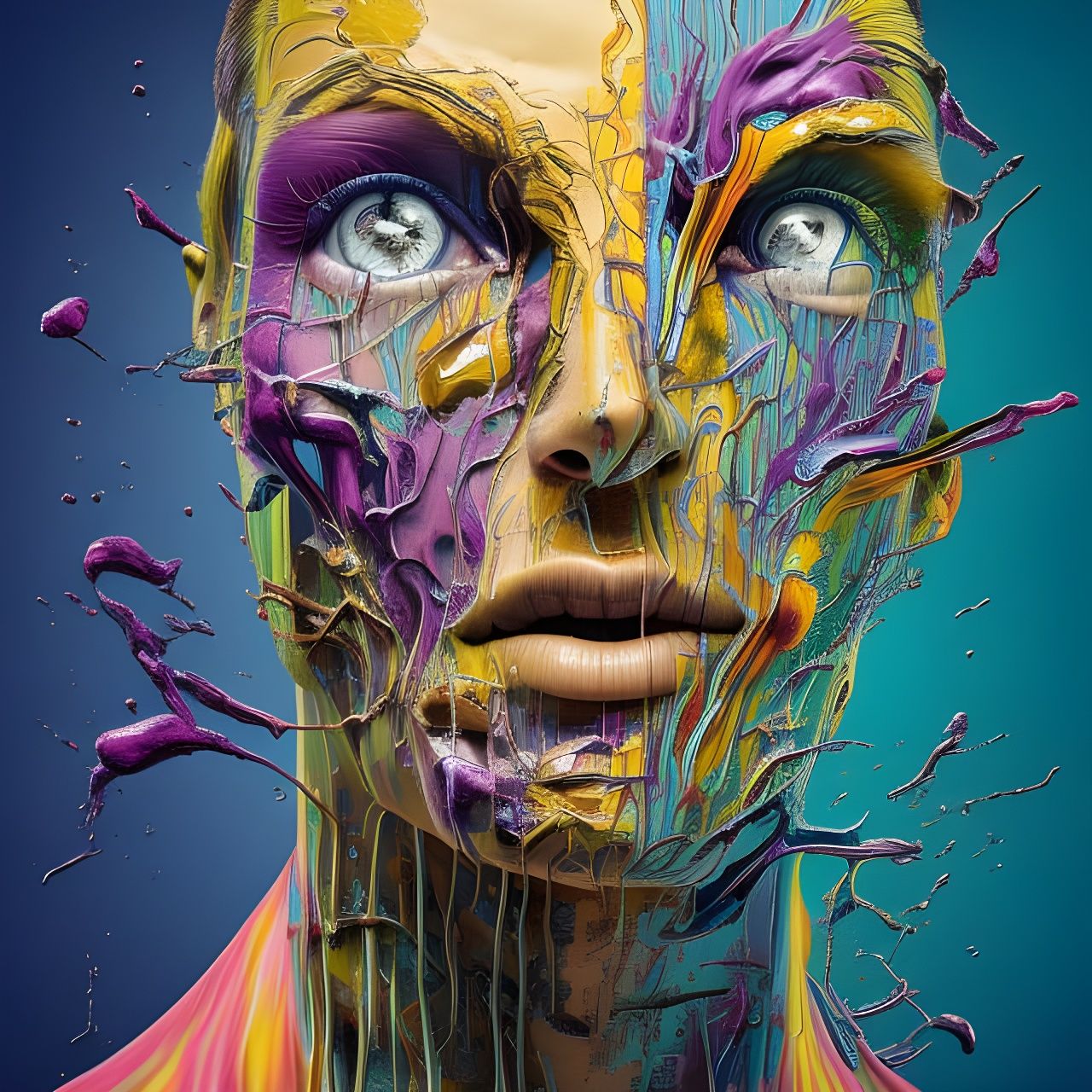 Surreal Upside Down Face Photoillustration in 8K