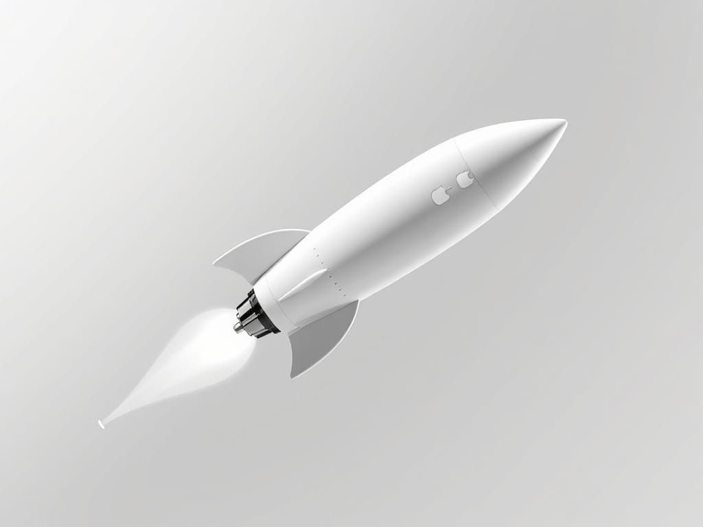 Sleek White Rocket in Zero-Gravity: Minimalist 3D Render