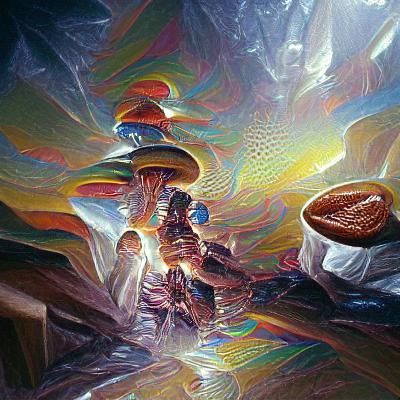 Dreamlike DMT Landscape Oil Painting