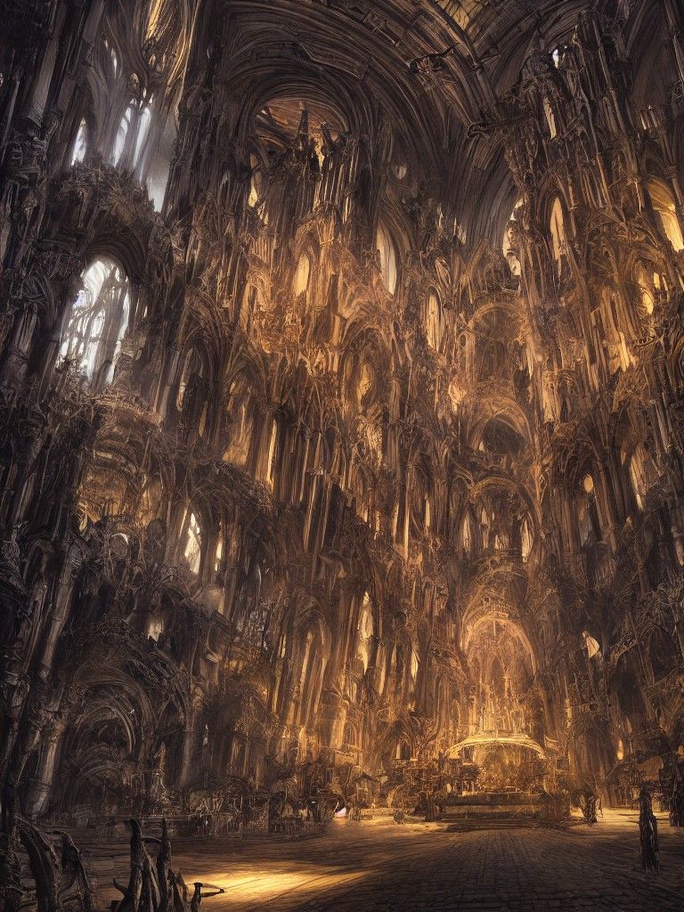 Dinosaur Bone Cathedral with Lovecraftian Altar