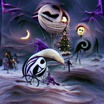 Whimsical Gothic Scene in Burtonesque Style