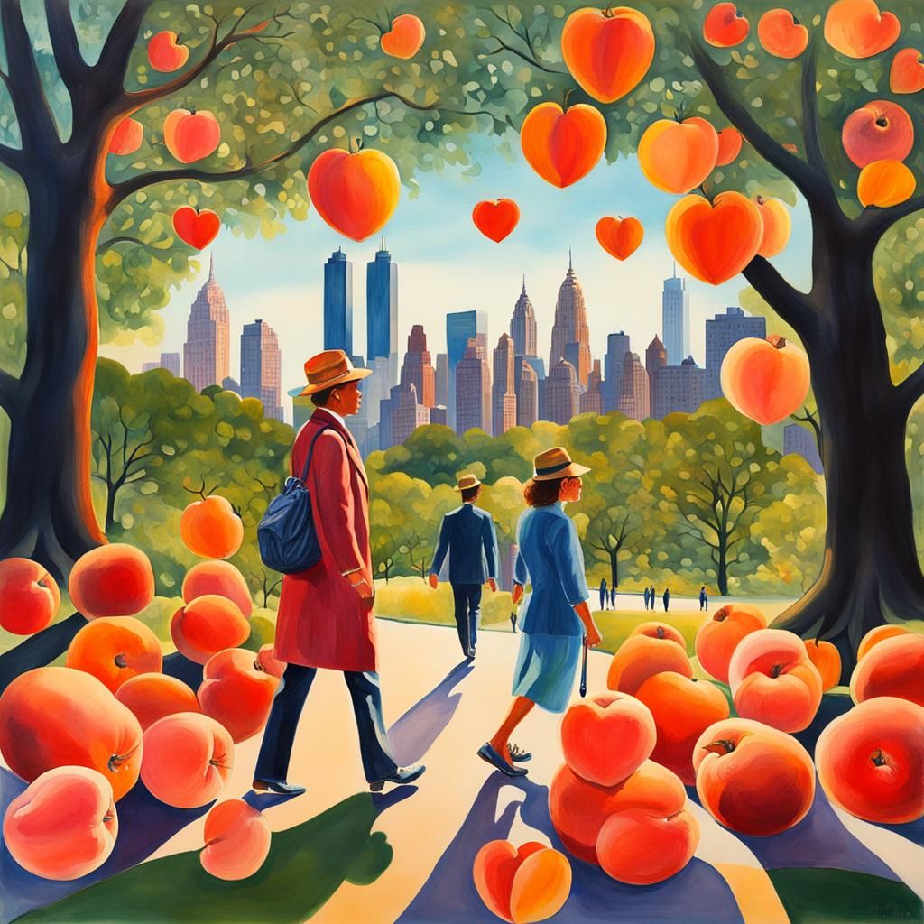 Surreal Double Exposure: Hearts in Central Park
