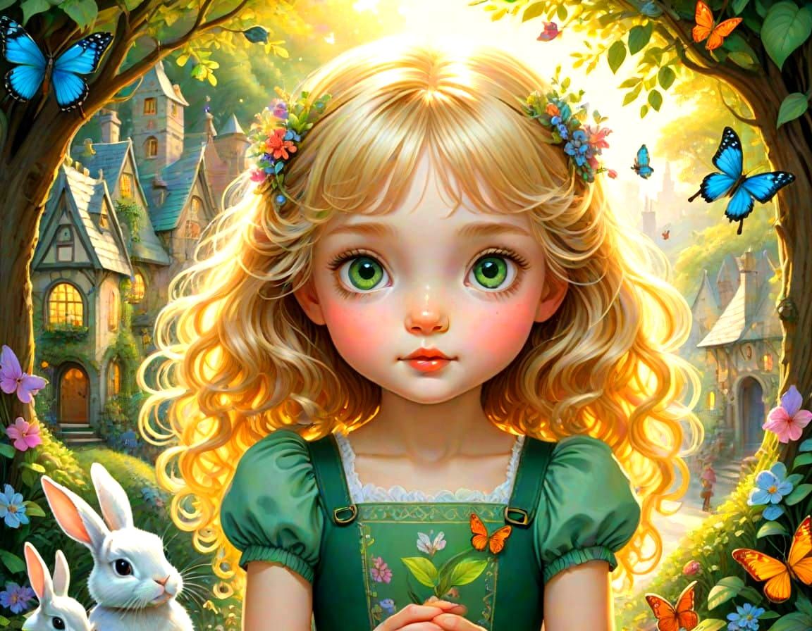 Sweet Girl in Whimsical Wonderland