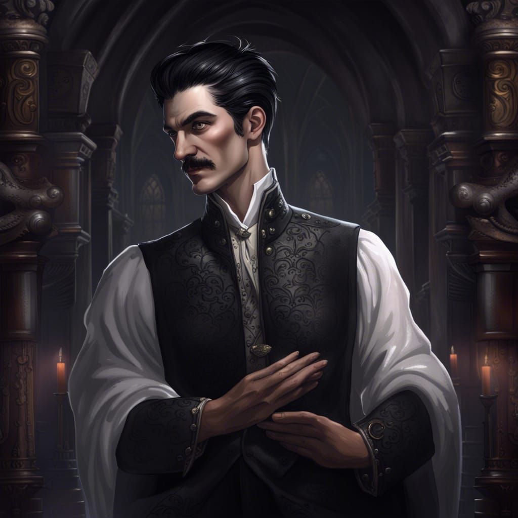 Aristocratic Necromancer in a Detailed Matte Painting