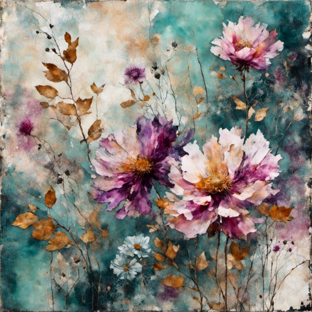 Protea Flower in Art Journal Style