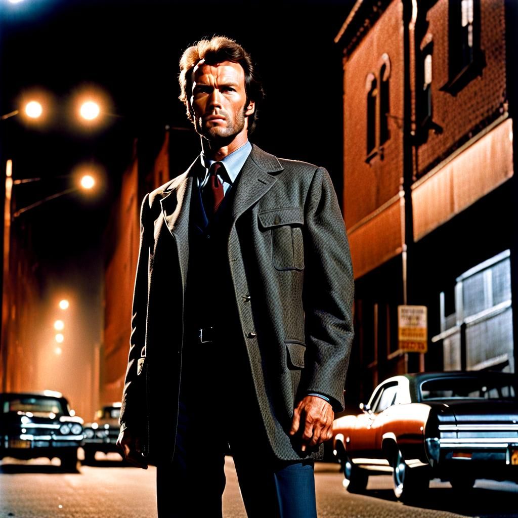 Hyperrealistic Harry Callahan Portrait in 1970s Style