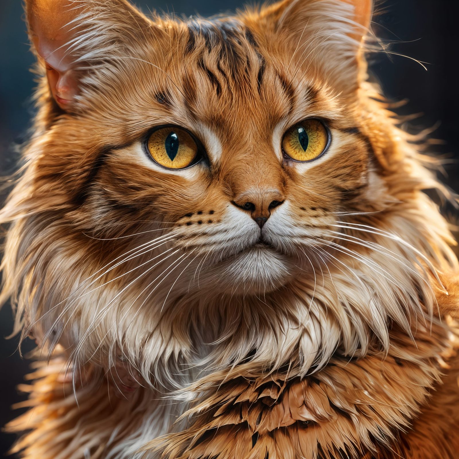 Detailed Cat Portrait in Digital Art Style