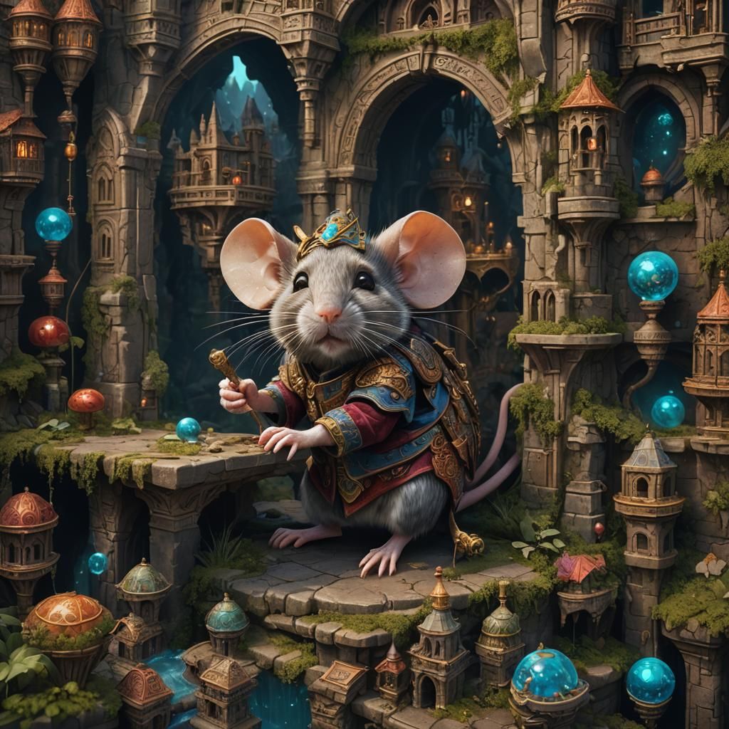 Mouse with Exaggerated Features, Detailed Fantasy Art