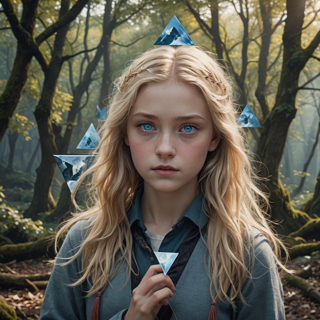 Girl Playing Triangle: Detailed Matte Painting