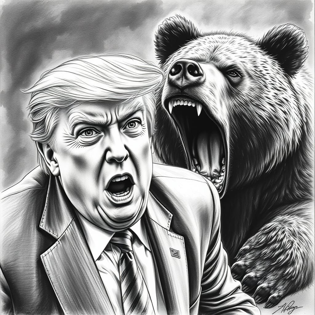 Donald Trump Chased by a Fierce Grizzly Bear in a Hyperdetai...
