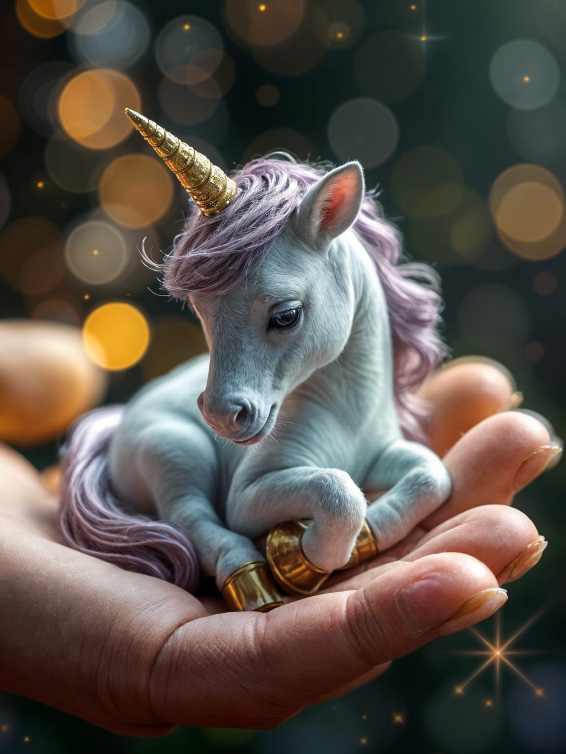Realistic Baby Unicorn Macro Photograph in Sparkling Details