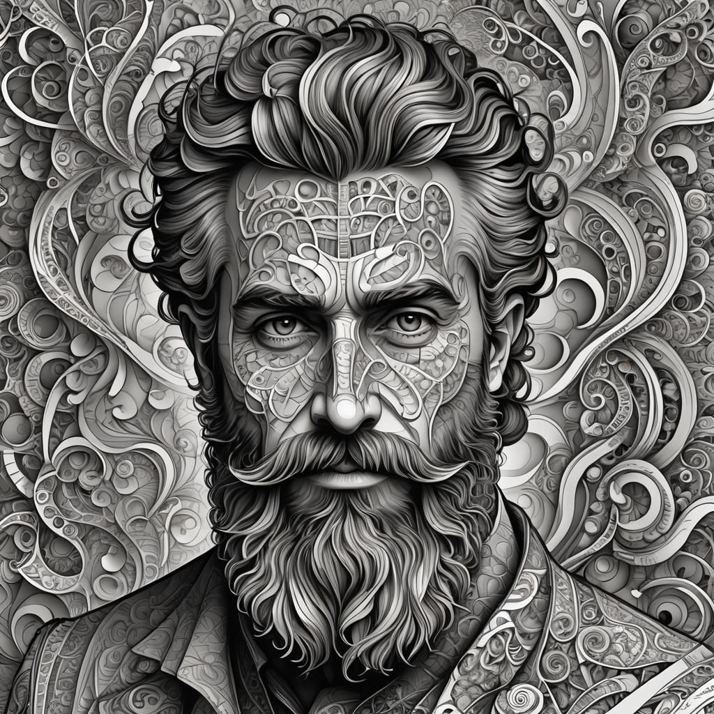 Bearded English Man in Abstract Vector Art