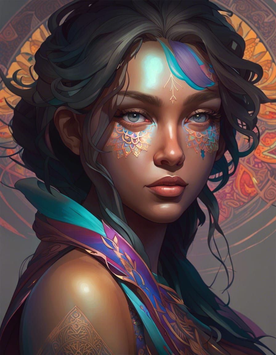 Mandala Eye Portrait in Hyperdetailed Art Nouveau Style