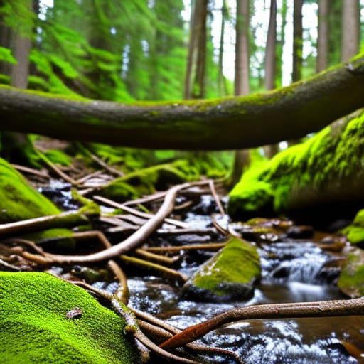 Creek Obstructed by Forest Roots: Professional Photography