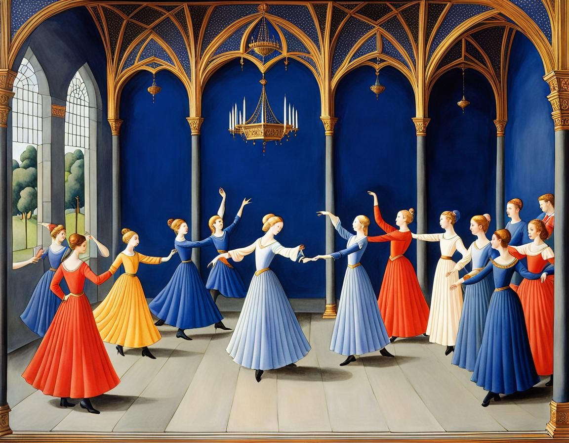 Dance Class in the Style of Limbourg Brothers