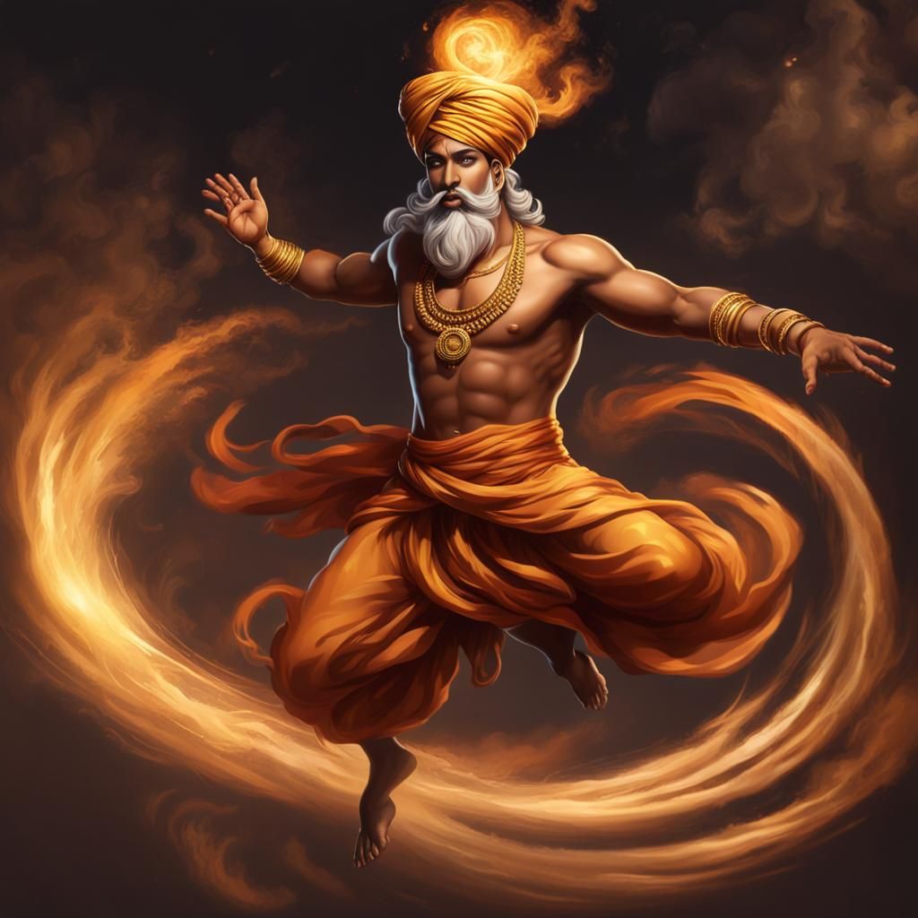 Anala: Fire God Genie in Swirling Wind