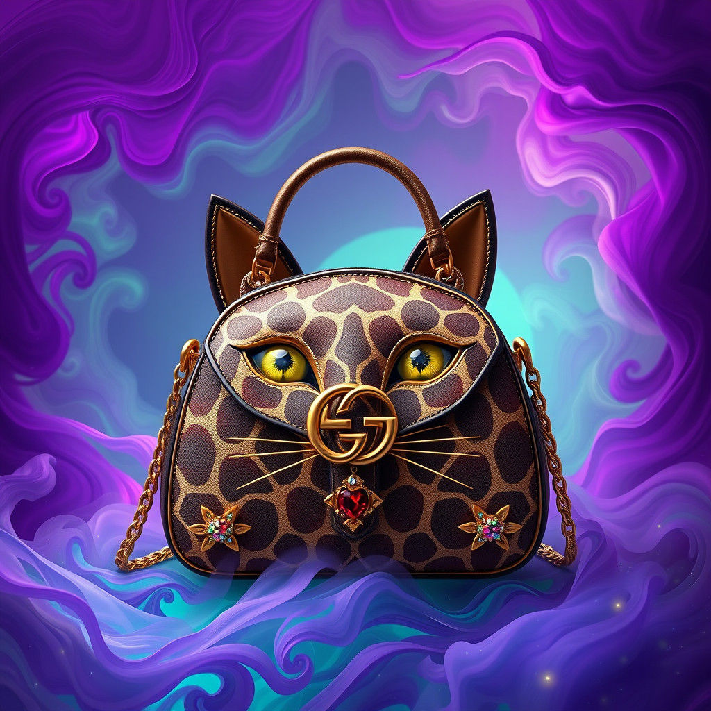 Gucci Giraffe-Print Cat Handbag in Hyperrealistic Style