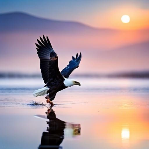 African Fish Eagle Hunting at Dawn