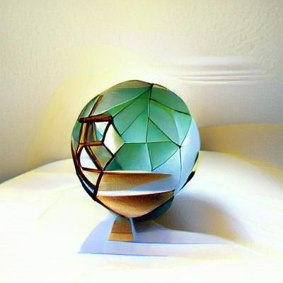 Geometric Sphere Sculpture with Facial Impression