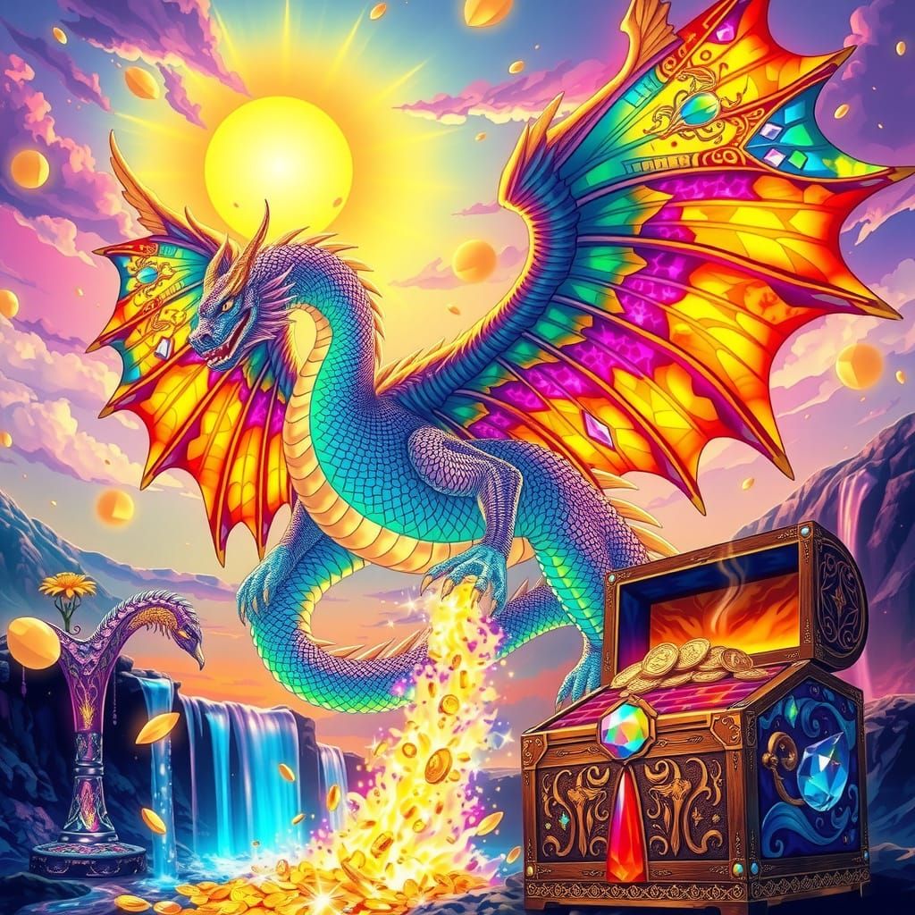 Rainbow Dragon with Liquid Crystal Scales