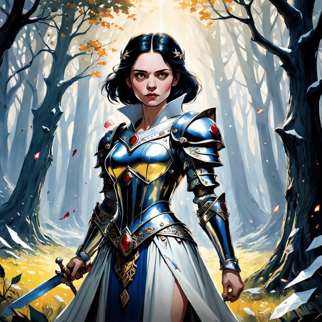 Heroic Fantasy Portrait of Snow White in Shining Armor