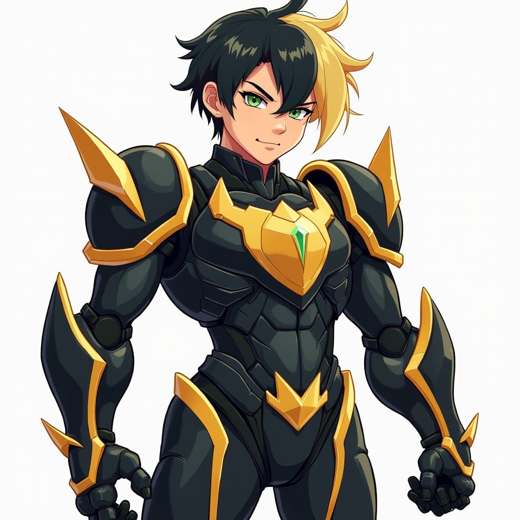 Heroic Teen in Mecha-Armor, Dinoster-Style 3D Cartoon