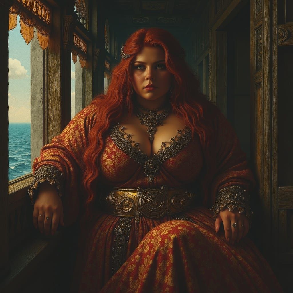 Regal Pirate Woman in Golden Light