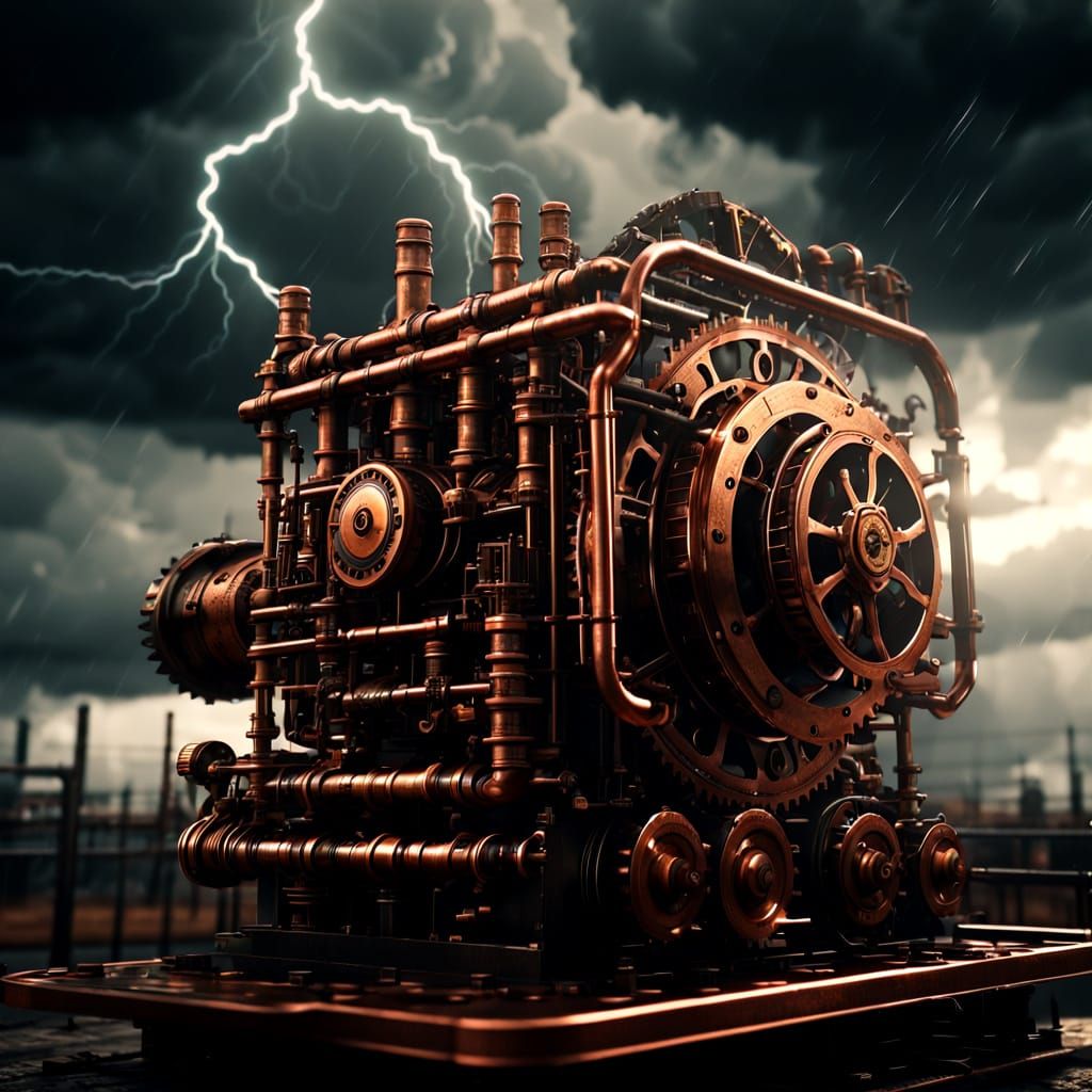 Steampunk Engine in Turbulent Skies