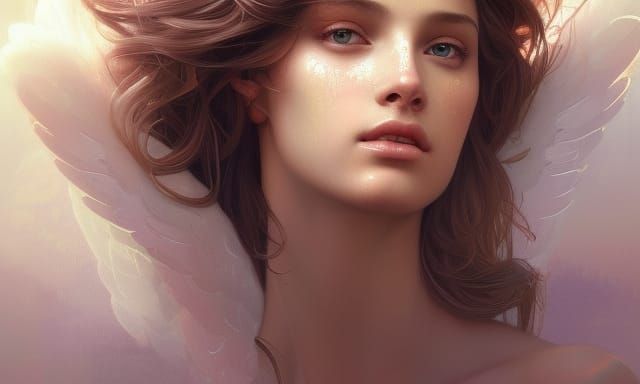 Ethereal Angelic Model Portrait in Hyperdetailed Style