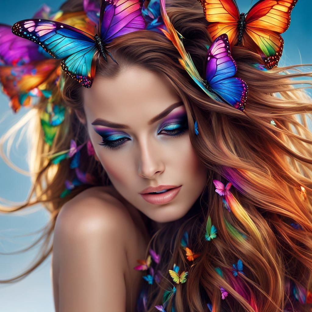 Goddess with Liquid Metal Butterfly Dress