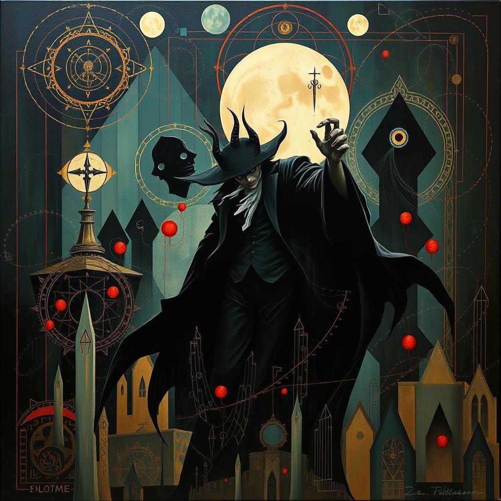 Vampire in Abstract Art Deco Surrealist Style