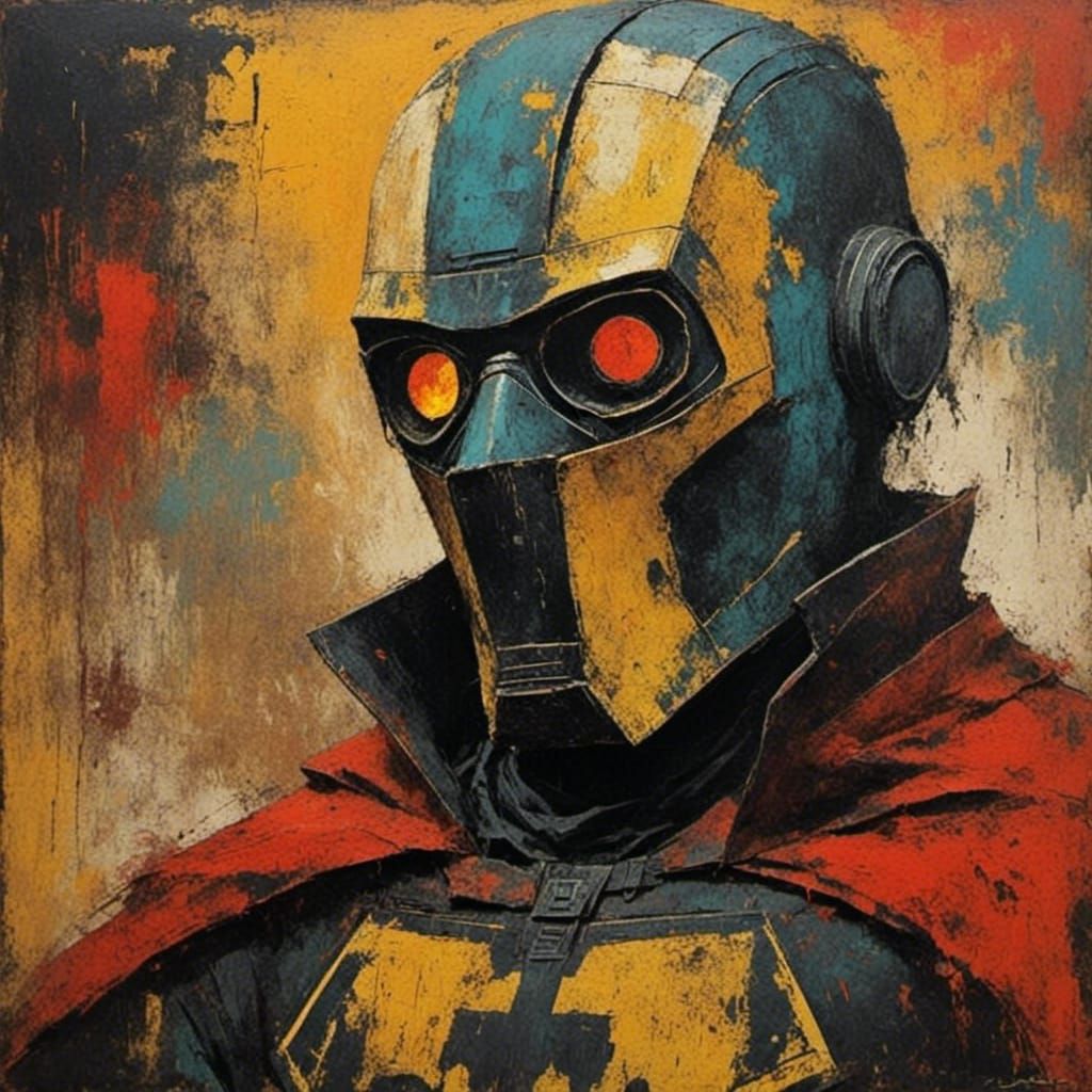 Dynamic Superheroes in Oil Chalk Painting Style