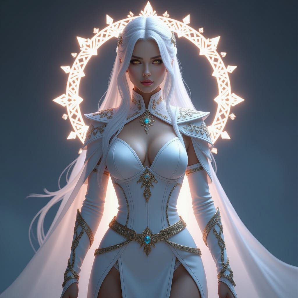 Slavic Mage in Runes: 3D Render with Ethereal Glow
