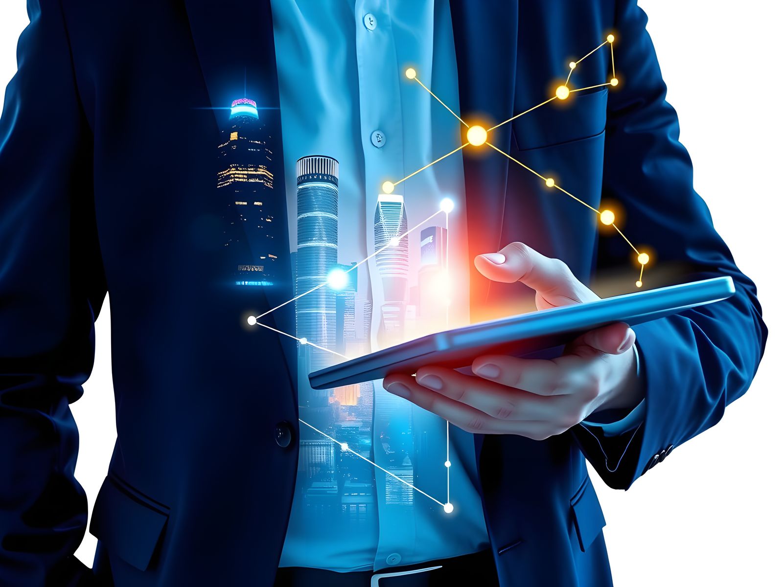 Businessman in a Futuristic Metropolis