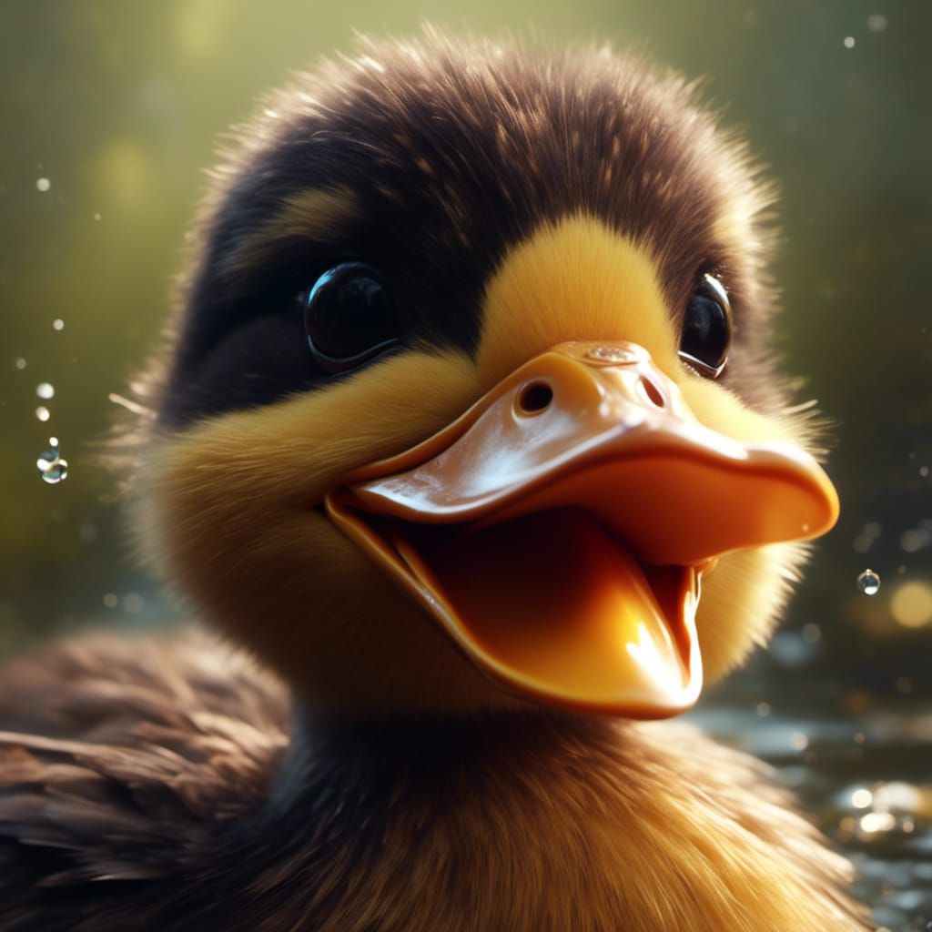 Adorable Laughing Duck in Expressive Style