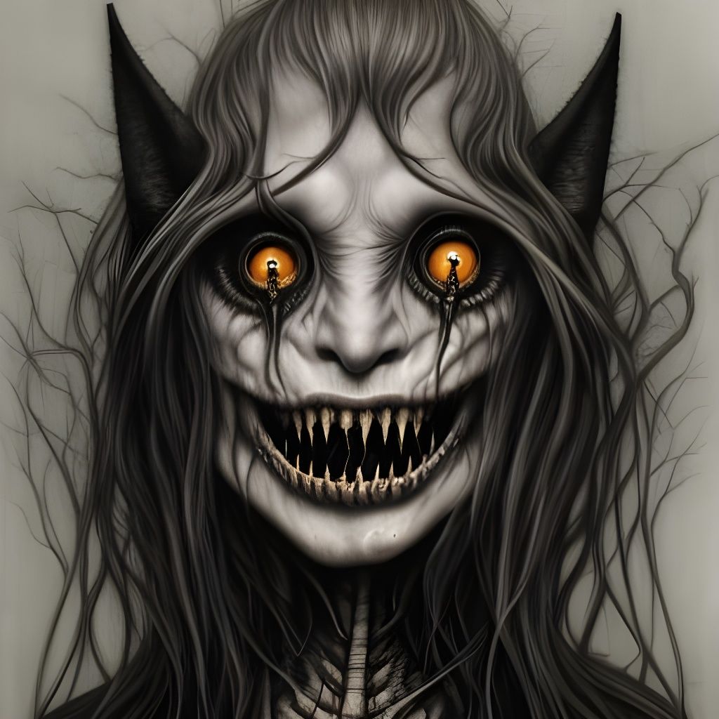 Detailed Demon Witch Portrait in Unreal Engine Style