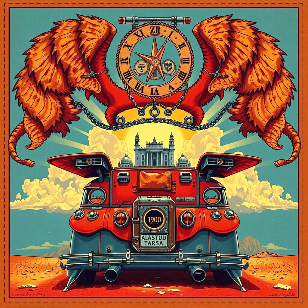 Ancient City on Red Dust Plain Under Azure Sky