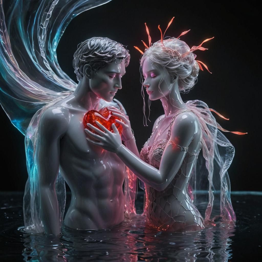 Mourning Woman Clutching Heart in Gilded Tenebrism Style