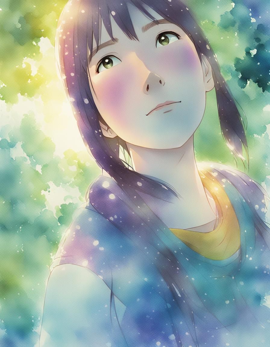 Anime Portrait Inspired by Makoto Shinkai in Watercolor