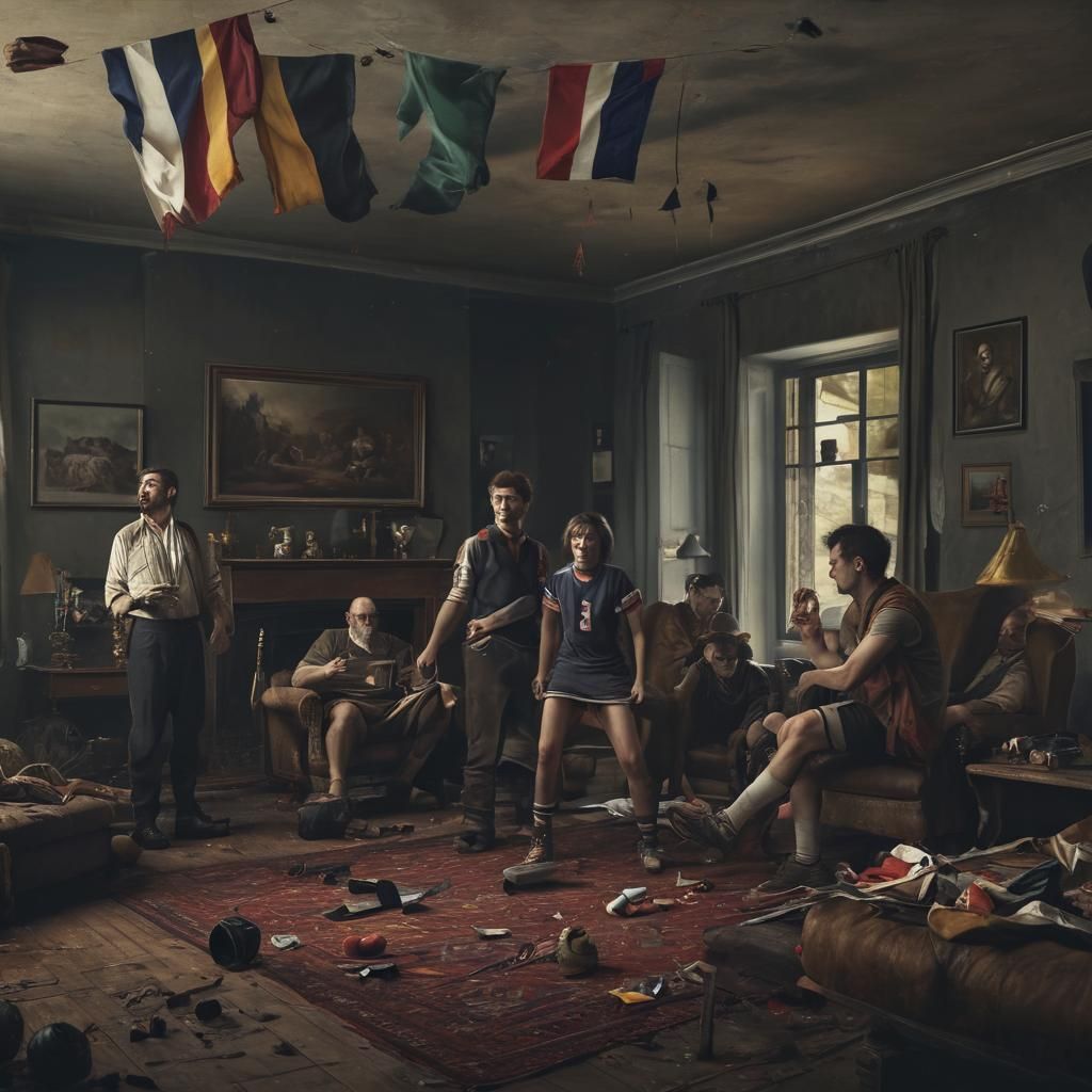 Dramatic Digital Painting: Sports Fans in Gritty Realism