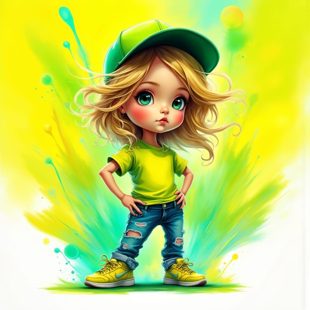 Sassy Girl in Neon 3D Style