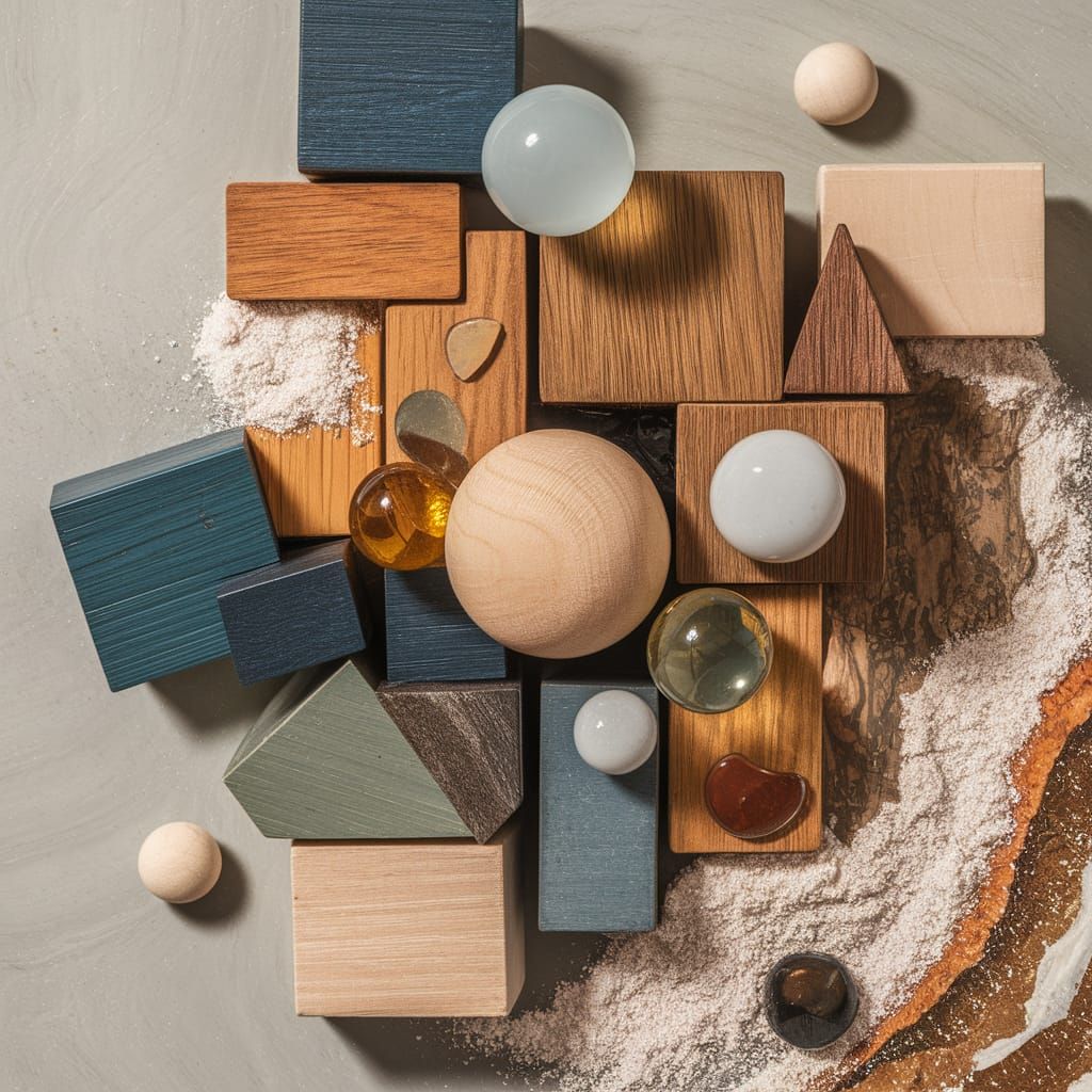 Abstract Composition with Blocks, Sand and Marbles