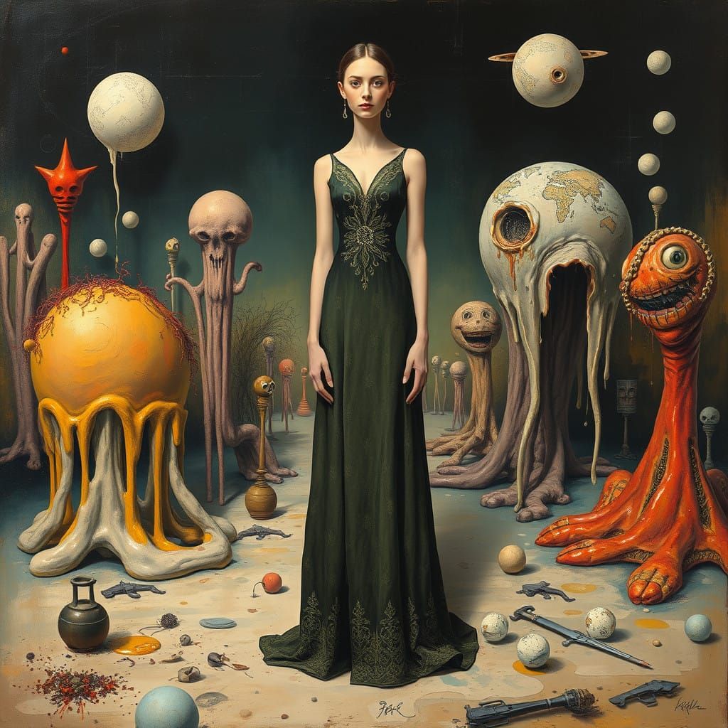 Mystical Surrealist Woman in Dreamlike Landscape