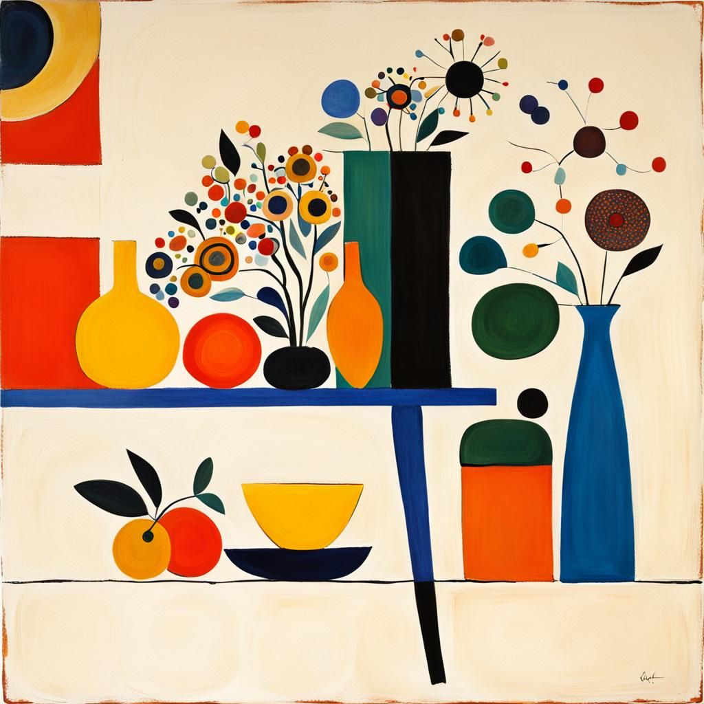 Abstract Folk Art Still Life Inspired by Masters