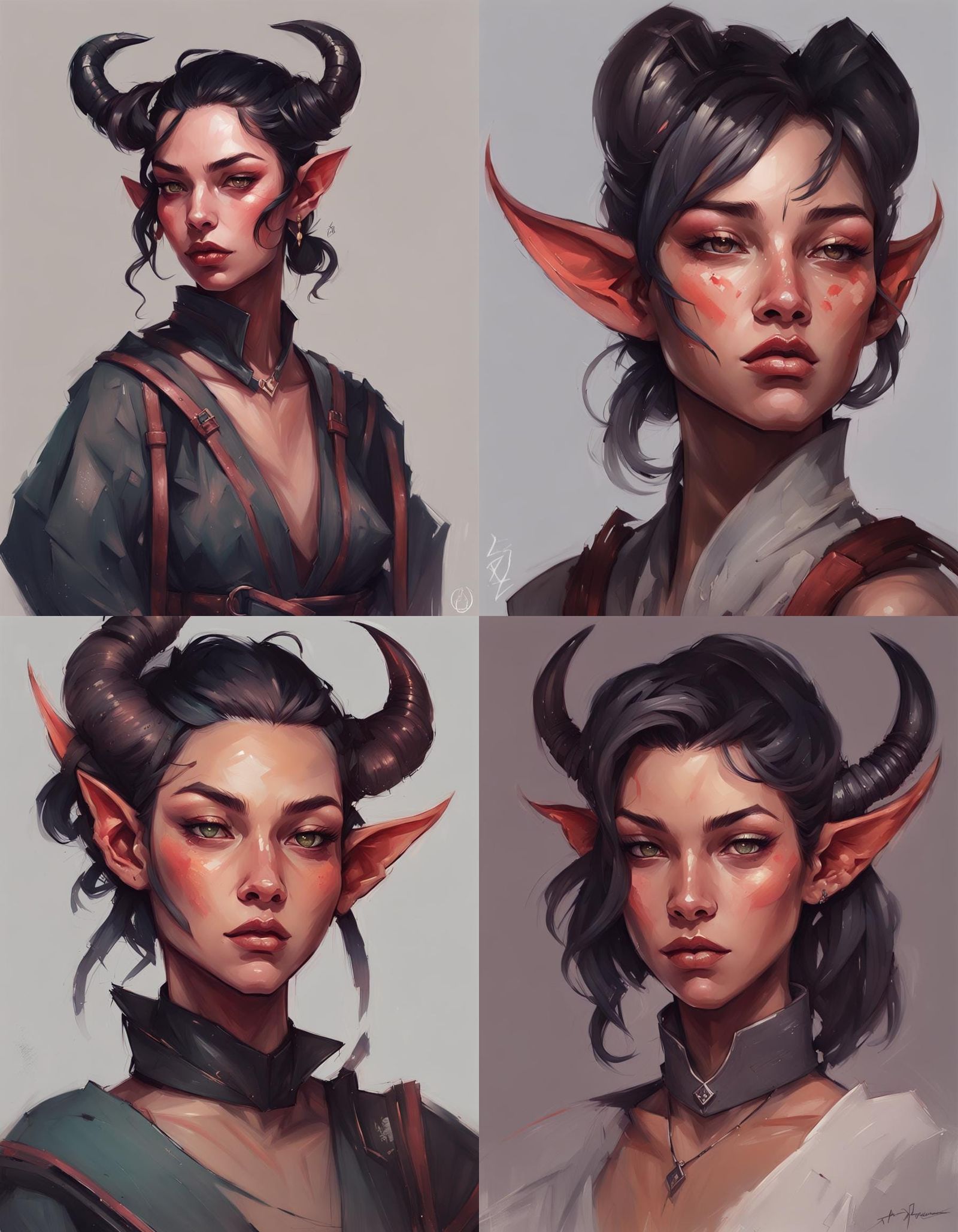 Tiefling Bounty Hunter Portrait in Pop Surrealism Style