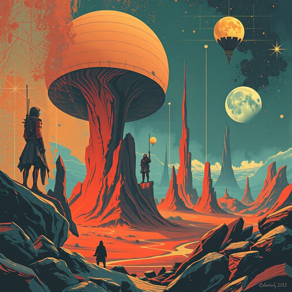 Abstract Sci-Fi Pattern Generated by AI