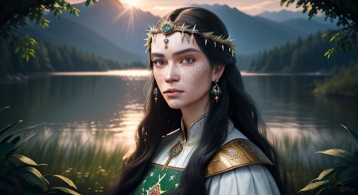 Mystical Slavic Woman in Forest: Hyperrealistic 8K Render